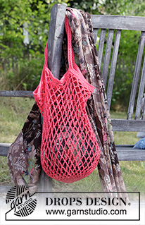 Sugar Mesh / DROPS 187-17 - Borsa per la spesa a rete a catenelle. Lavorata dall’alto in basso in DROPS Muskat.