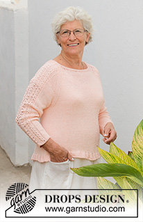 Early May Sweater / DROPS 187-22 - Pull tricoté en DROPS Muskat, avec point ajouré et emmanchures raglan. Du S au XXXL.
