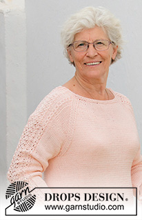 Early May Sweater / DROPS 187-22 - Pull tricoté en DROPS Muskat, avec point ajouré et emmanchures raglan. Du S au XXXL.
