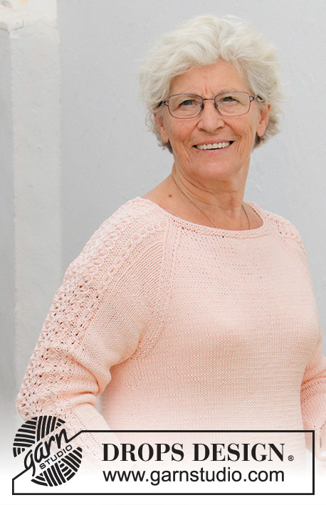 Early May Sweater / DROPS 187-22 - Pull tricoté en DROPS Muskat, avec point ajouré et emmanchures raglan. Du S au XXXL.