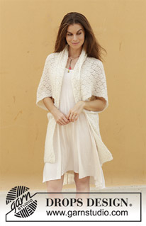 Comfort Wrap / DROPS 187-27 - Knitted vest with lace pattern. Sizes S - XXXL. The piece is worked in DROPS Brushed Alpaca Silk.