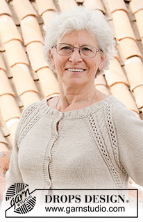 Madrid Cardigan / DROPS 188-20 - Knitted jacket with raglan, cables, lace pattern and split in sides, worked top down. Sizes S - XXXL. The piece is worked in DROPS Cotton Light.