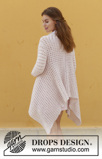 Sweet Blossom / DROPS 188-30 - Jacket with lace pattern, knitted in 2 parts from mid back. Size: S - XXXL Piece is knitted in DROPS Alpaca and DROPS Kid-Silk.