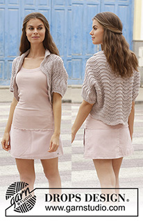 Billowing Rose / DROPS 188-32 - Knitted bolero with wave pattern. Size: S - XXXL Piece is knitted in DROPS Big Merino.