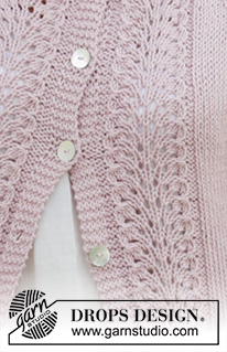 Teresa / DROPS 188-33 - Knitted jacket with lace pattern and raglan. Sizes S - XXXL. The piece is worked in DROPS Paris.