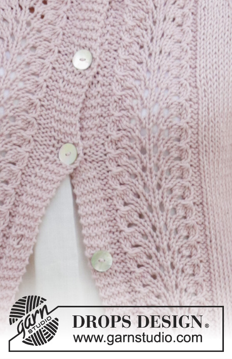 Teresa / DROPS 188-33 - Knitted jacket with lace pattern and raglan. Sizes S - XXXL. The piece is worked in DROPS Paris.