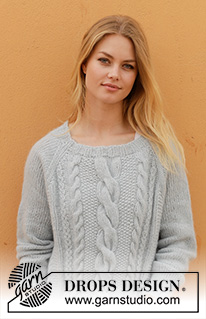 Skye / DROPS 188-36 - Knitted jumper with cables, lace pattern, split and raglan. Sizes S - XXXL.
The piece is worked in DROPS Air.