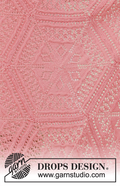 Caledonia / DROPS 189-8 - Manta de punto con hexágonos y patrón de calados. La labor está realizada en DROPS Safran.