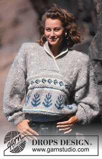 DROPS 19-17 - DROPS jumper in “Ardesia” with pattern in “Camelia”.