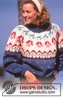 Karine / DROPS 19-4 - DROPS jumper with flower pattern and raglan sleeve in “Alaska”.