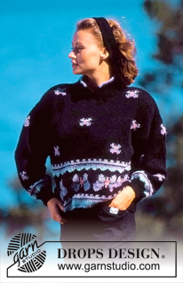DROPS 19-8 - DROPS jumper with butterfly pattern in Kid Mohair.