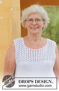 Loving Summer / DROPS 190-13 - Top with lace pattern, worked top down. Size: S - XXXL Piece is knitted in DROPS Cotton Light.