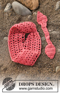 Melinda / DROPS 190-7 - Crocheted hair band with lace pattern. Piece is crocheted in DROPS BabyMerino.
