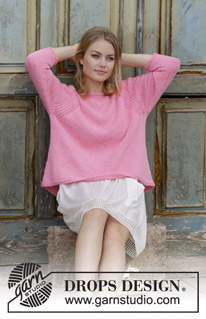 Lazy Summer / DROPS 191-10 - Gebreide trui met textuur patroon en raglan, gebreid van boven naar beneden. Maat: S - XXXL Het werk wordt gebreid in DROPS Paris.