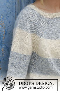 Sailor's Luck / DROPS 191-2 - Gestrickter Pullover mit Raglanärmeln und Streifen, gestrickt von oben nach unten. Größe S - XXXL. Die Arbeit wird gestrickt in DROPS Alpaca und DROPS Kid-Silk.