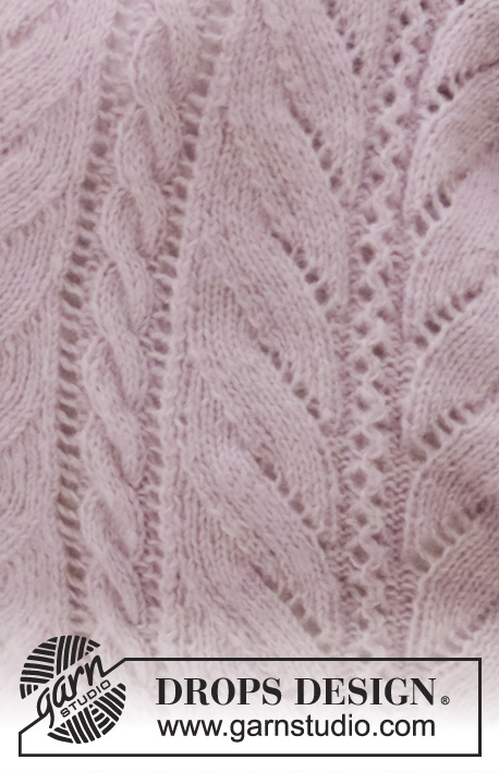 Sweet Nancy / DROPS 191-20 - Poncho tricoté avec torsades et point ajouré, en DROPS Alpaca et Brushed Alpaca Silk. Du S au XXXL.
