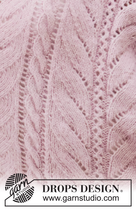 Sweet Nancy / DROPS 191-20 - Poncho ai ferri con trecce e motivo traforato. Taglie: Dalla S alla XXXL. Il poncho è lavorato in DROPS Alpaca e Brushed Alpaca Silk.