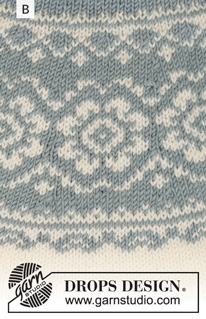 Periwinkle Jacket / DROPS 191-29 - DROPS Merino Extra Fine lõngast ülevalt alla kootud mitmevärvilise mustriga, A-lõikega ja ümara passega kardigan suurustele S kuni XXXL