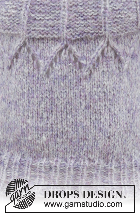 Fair Lily / DROPS 191-4 - Maglione lavorato ai ferri con motivo traforato e sprone rotondo, lavorato dall’alto in basso. Taglie: S - XXXL. Lavorato in DROPS Brushed Alpaca Silk e DROPS Air.