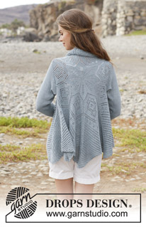 Seaside Dreamer / DROPS 191-6 - Knitted circle jacket with lace pattern. Sizes S - XXXL. The piece is worked in DROPS BabyAlpaca Silk.