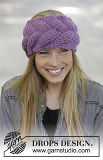 Brady / DROPS 192-13 - Crocheted head band in DROPS Lima. Piece is crocheted with cable and relief stitches.