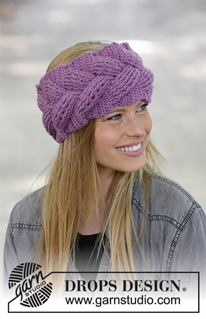 Brady / DROPS 192-13 - Crocheted head band in DROPS Lima. Piece is crocheted with cable and relief stitches.