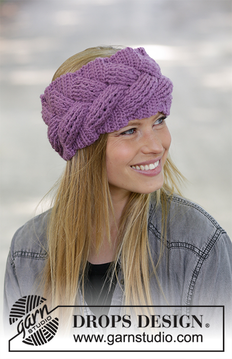 Brady / DROPS 192-13 - Crocheted head band in DROPS Lima. Piece is crocheted with cable and relief stitches.