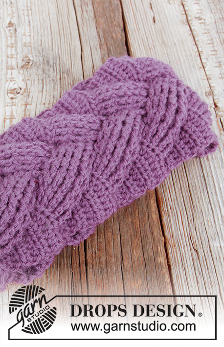 Brady / DROPS 192-13 - Crocheted head band in DROPS Lima. Piece is crocheted with cable and relief stitches.