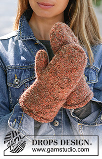 Gingersnaps / DROPS 192-25 - Stickade och tovade vantar i 3 trådar DROPS Alpaca.