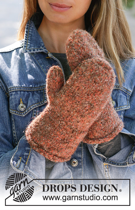 Gingersnaps / DROPS 192-25 - Stickade och tovade vantar i 3 trådar DROPS Alpaca.