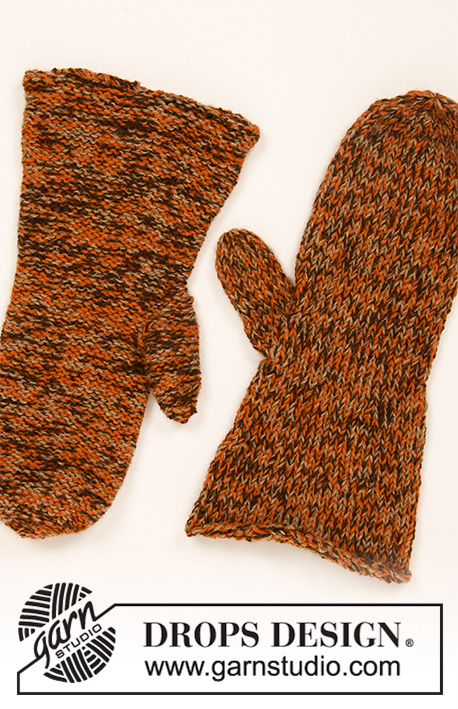 Gingersnaps / DROPS 192-25 - Stickade och tovade vantar i 3 trådar DROPS Alpaca.