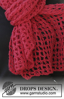 Le Rouge / DROPS 192-49 - Estola a ganchillo en DROPS Brushed Alpaca Silk. La prenda está realizada con punto Salomón.