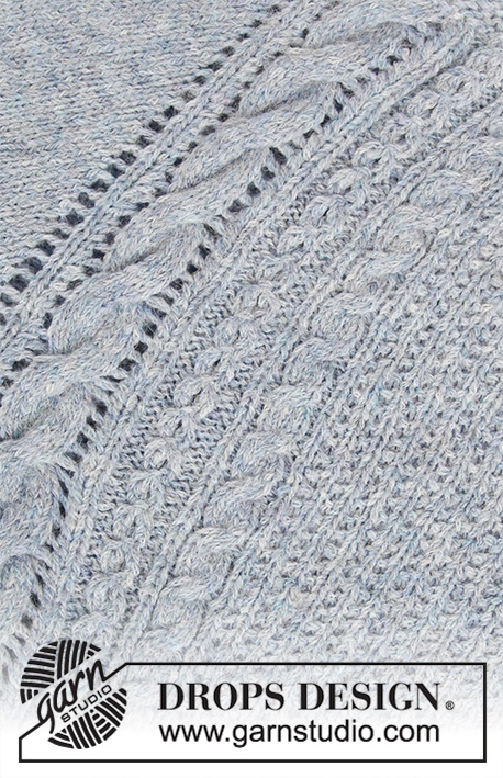 Casual Diamond Jacket / DROPS 194-20 - Gilet tricoté de haut en bas en DROPS Sky,  avec emmanchures raglan, avec un angle, des torsades et point texturé. Du S au XXXL