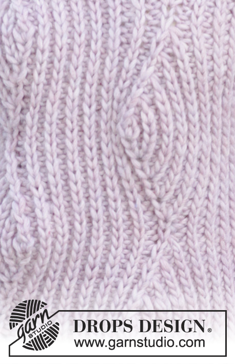 Autumn Blush / DROPS 194-22 - Strikket genser med falsk patent og forskyvninger i DROPS Snow. Størrelse S - XXXL.
