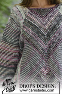 Diamond Cut / DROPS 194-27 - Knitted tunic in DROPS Fabel. The piece is worked back and forth with garter stitch, domino squares and stripes. Sizes S - XXXL.