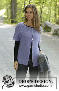 Way to Go Cardi / DROPS 194-30 - Gebreide top met raglan in DROPS Kid-Silk. Het werk wordt van boven naar beneden gebreid met kabels, ribbelsteek en A-lijn. Maten S - XXXL.