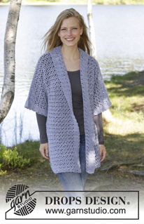Viola Hive / DROPS 194-34 - DROPS BabyMerino lõngast heegeldatud pitsmustriga ja kimono varrukatega jakk suurustele S kuni XXXL