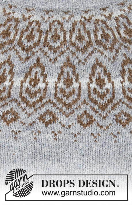 Winter Heart / DROPS 194-6 - DROPS Nepal või DROPS Air lõngast ülevalt alla kootud ümara passega ja Norra mustriga džemper suurustele S kuni XXXL