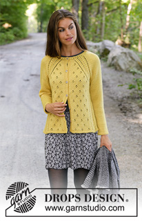 Canari Jacket / DROPS 195-15 - Knitted jacket with raglan in DROPS Karisma. The piece is worked top down with lace pattern. Sizes S - XXXL.