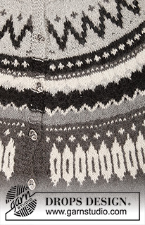 Steingard Cardigan / DROPS 195-7 - DROPS Puna lõngast ülevalt alla kootud ümara passega ja Norra mustriga kardigan suurustele S kuni XXXL