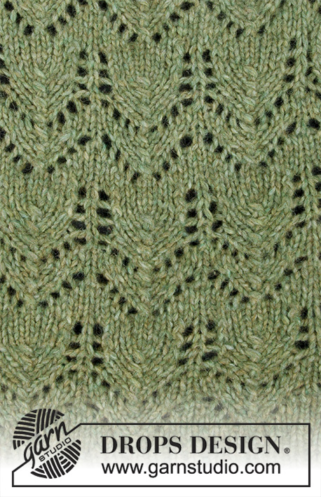 Miss Moss / DROPS 196-1 - Knitted jumper with raglan in 2 strands DROPS Air. The piece is worked top down with lace pattern and moss stitch. Sizes S - XXXL.