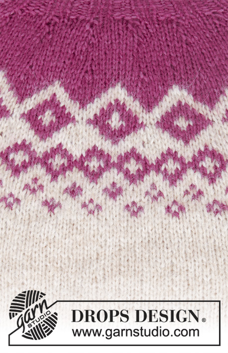 Diamond Delight / DROPS 196-15 - Maglione ai ferri lavorato dall’alto verso il basso in DROPS Air, con sprone rotondo e con un motivo jacquard nordico. Taglie: Dalla S alla XXXL