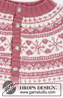 Selvik Jacket / DROPS 196-19 - Knitted jacket in DROPS Karisma or DROPS Merino Extra Fine. The piece is worked top down with round yoke and Nordic pattern. Sizes S - XXXL.