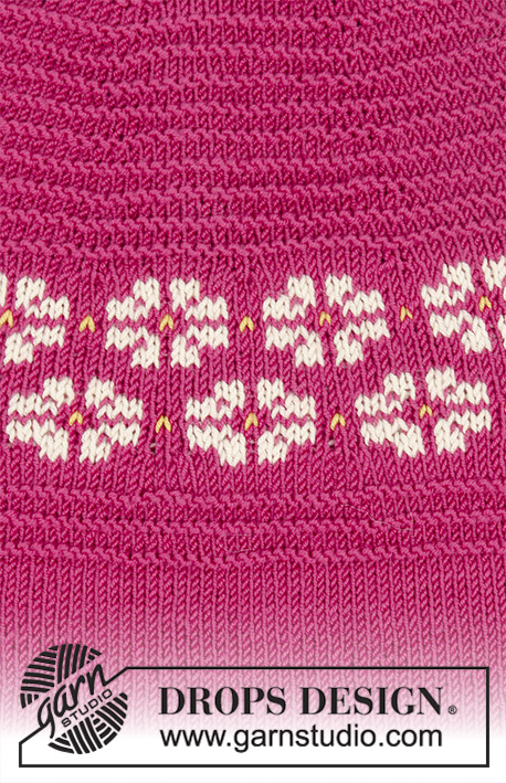 Daisy Delight / DROPS 196-2 - Knitted jumper with round yoke in DROPS BabyMerino. Piece is knitted top down with Nordic pattern and garter stitch. Size: S - XXXL