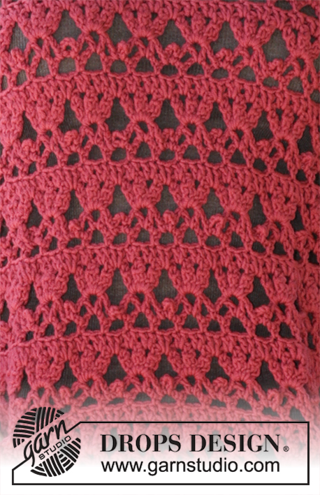 Last Harvest / DROPS 196-24 - Hæklet bluse i DROPS Merino Extra Fine. Arbejdet er hæklet med hulmønster, vifter og lommer. Størrelse S - XXXL