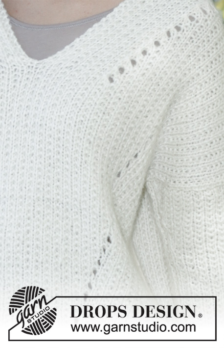 Zick Zack / DROPS 196-25 - Strikket bluse i DROPS Air. Arbejdet er strikket med struktur og forskydninger. Størrelse S - XXXL.