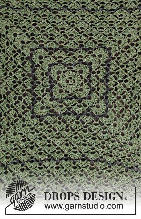 Green Envy / DROPS 196-28 - Hekluð peysa úr DROPS BabyMerino. Stykkið er heklað í ferning með sólfjöðrum, gatamynstri og röndum. Stærð S - XXXL.