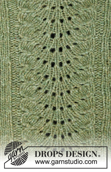 Clover / DROPS 196-4 - Prjónuð peysa með laskalínu úr 2 þráðum DROPS Air. Stykkið er prjónað ofan frá og niður með öldumynstri og perluprjóni. Stærð
S - XXXL.