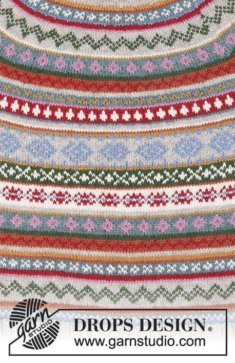 Winter Carnival / DROPS 196-6 - Knitted jumper in DROPS Karisma. The piece is worked top down with round yoke, Nordic pattern and A-shape. Sizes S - XXXL.
Knitted hat in DROPS Karisma. The piece is worked with Nordic pattern and stripes.