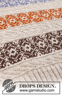 Valdres / DROPS 197-1 - Knitted sweater with raglan in DROPS Karisma. The piece is worked bottom up with Nordic pattern and textured pattern in stripes. Sizes S - XXXL.